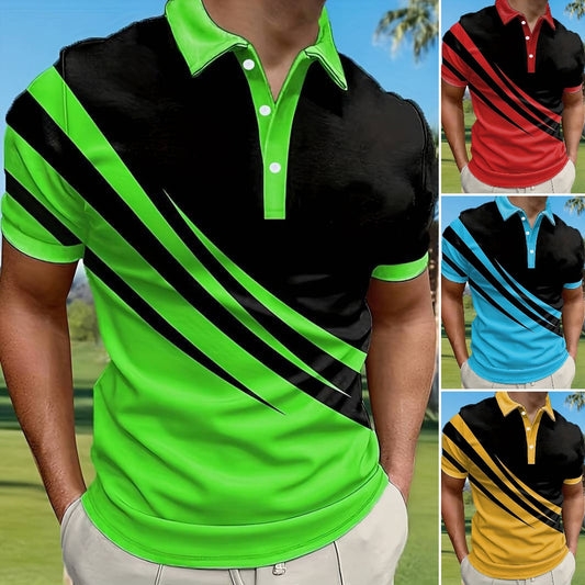 🔥👔【S-6XL】Nuevo Polo de Rayas con Estampado 3D para Hombre - Verano