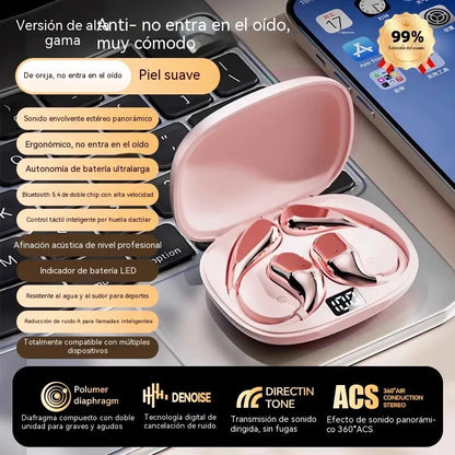 🔋Auriculares inalámbricos Bluetooth sin almohadilla integrada, con gancho para la oreja y conducción ósea🎙️🎧