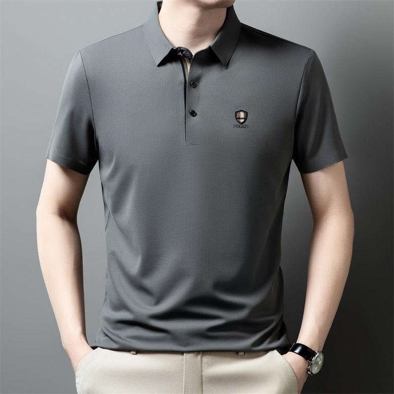 👔【M-4XL】Verano 2026 Nuevo polo casual con solapa de media manga de seda helada