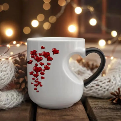 ☕Romantický keramický hrnček v tvare srdca (s rúčkou, ktorá mení farbu)💝✨
