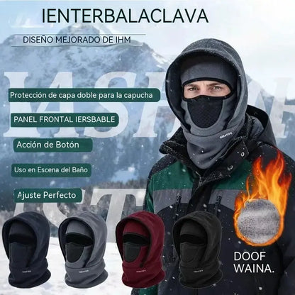 🎉🧣❄️ Gorro polar de doble capa, cálido, cortavientos y que protege el rostro, ideal para el invierno.