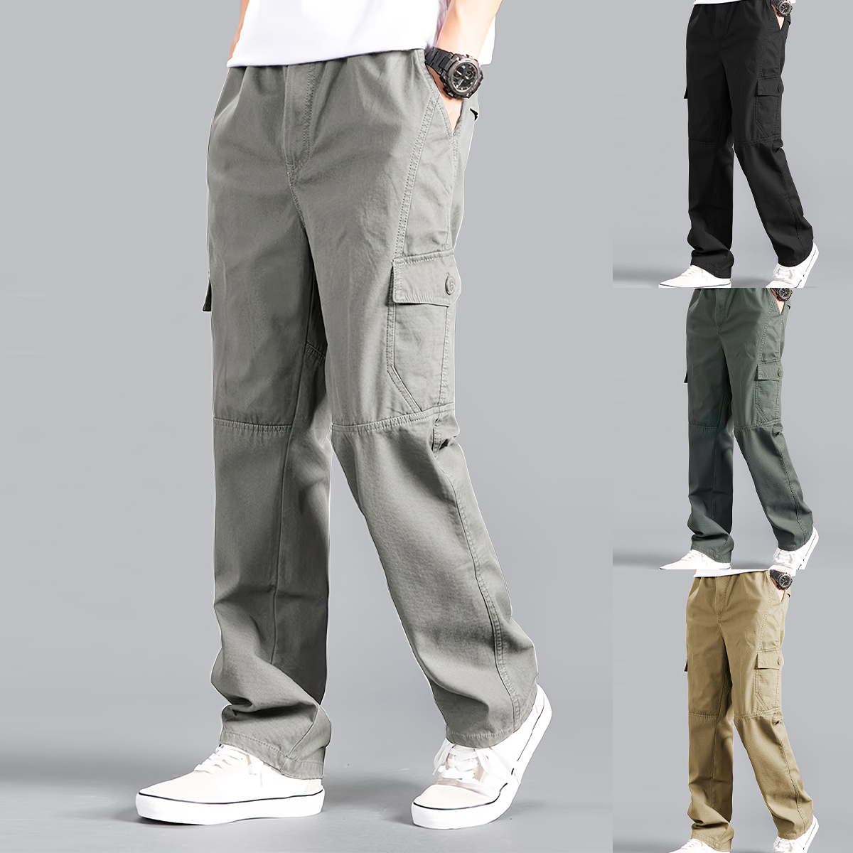 🔥M-6XL👨Pantalones cargo de talla grande para hombre con múltiples bolsillos, perfectos para el uso diario informal【Nuevo - 50% descuento】