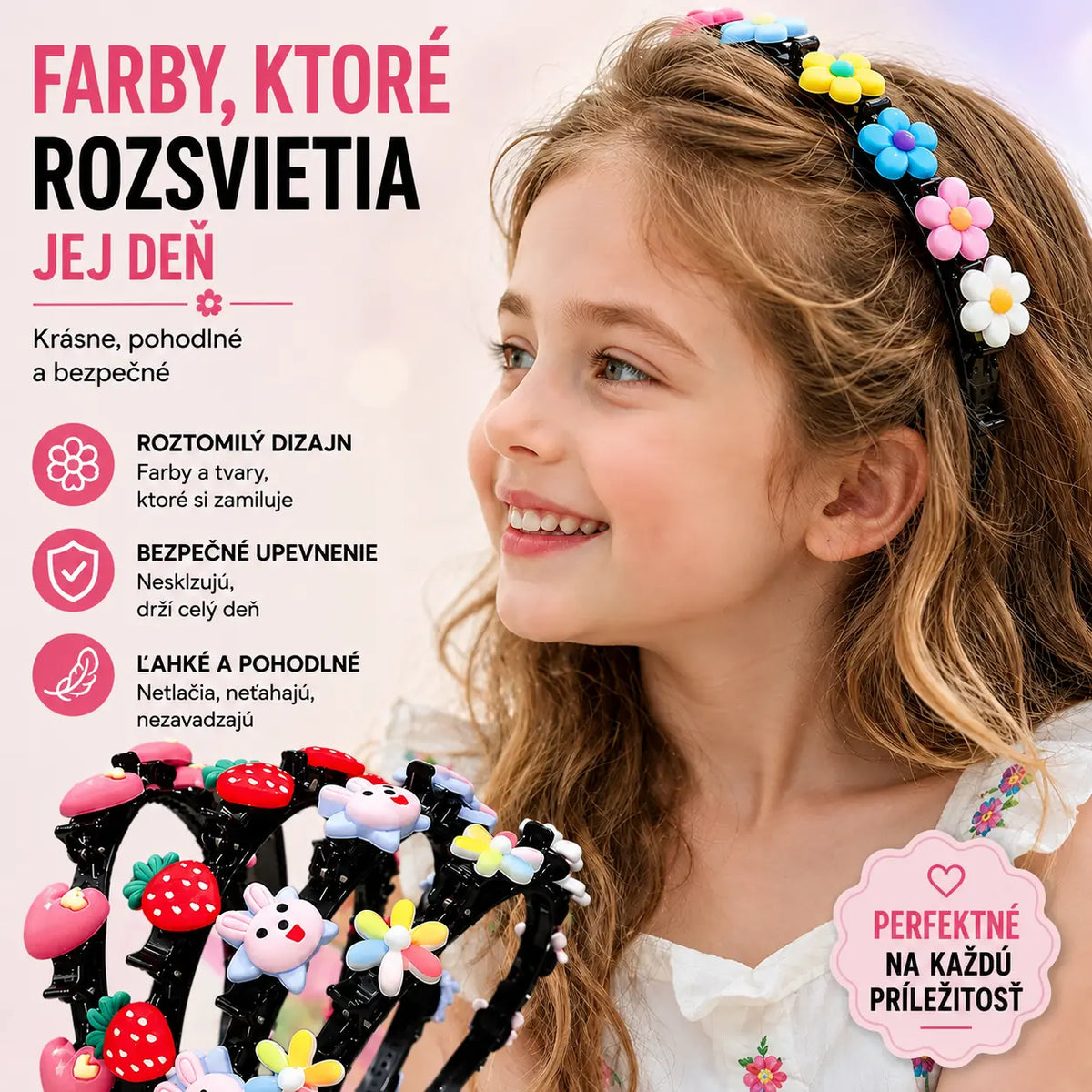 👑【5 kusov】Paličky, sponky a zapletené stuhy pre dievčatá
