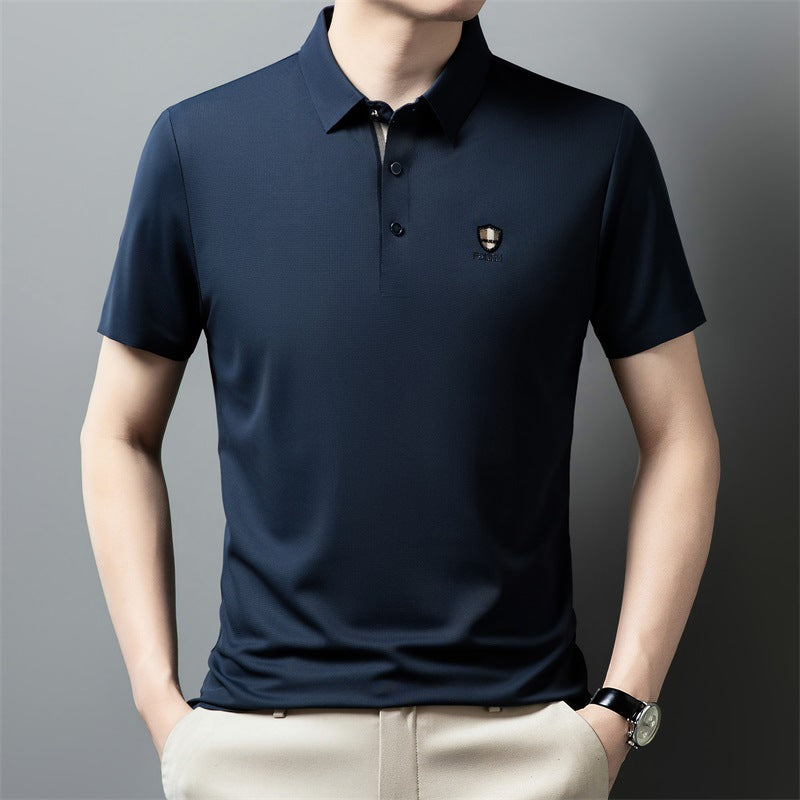 👔【M-4XL】Verano 2026 Nuevo polo casual con solapa de media manga de seda helada