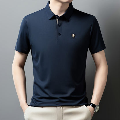 👔【M-4XL】Verano 2026 Nuevo polo casual con solapa de media manga de seda helada