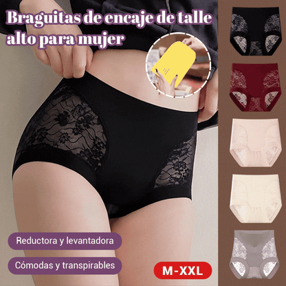 🌸 Braguitas de control de abdomen de alta elasticidad ✨ Diseño con encaje sin costuras para mujer 🍑 Bragas moldeadoras y levantadoras de glúteos ¡Efecto Push-Up instantáneo! 💃🔥
