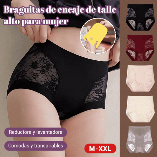 🌸 Braguitas de control de abdomen de alta elasticidad ✨ Diseño con encaje sin costuras para mujer 🍑 Bragas moldeadoras y levantadoras de glúteos ¡Efecto Push-Up instantáneo! 💃🔥