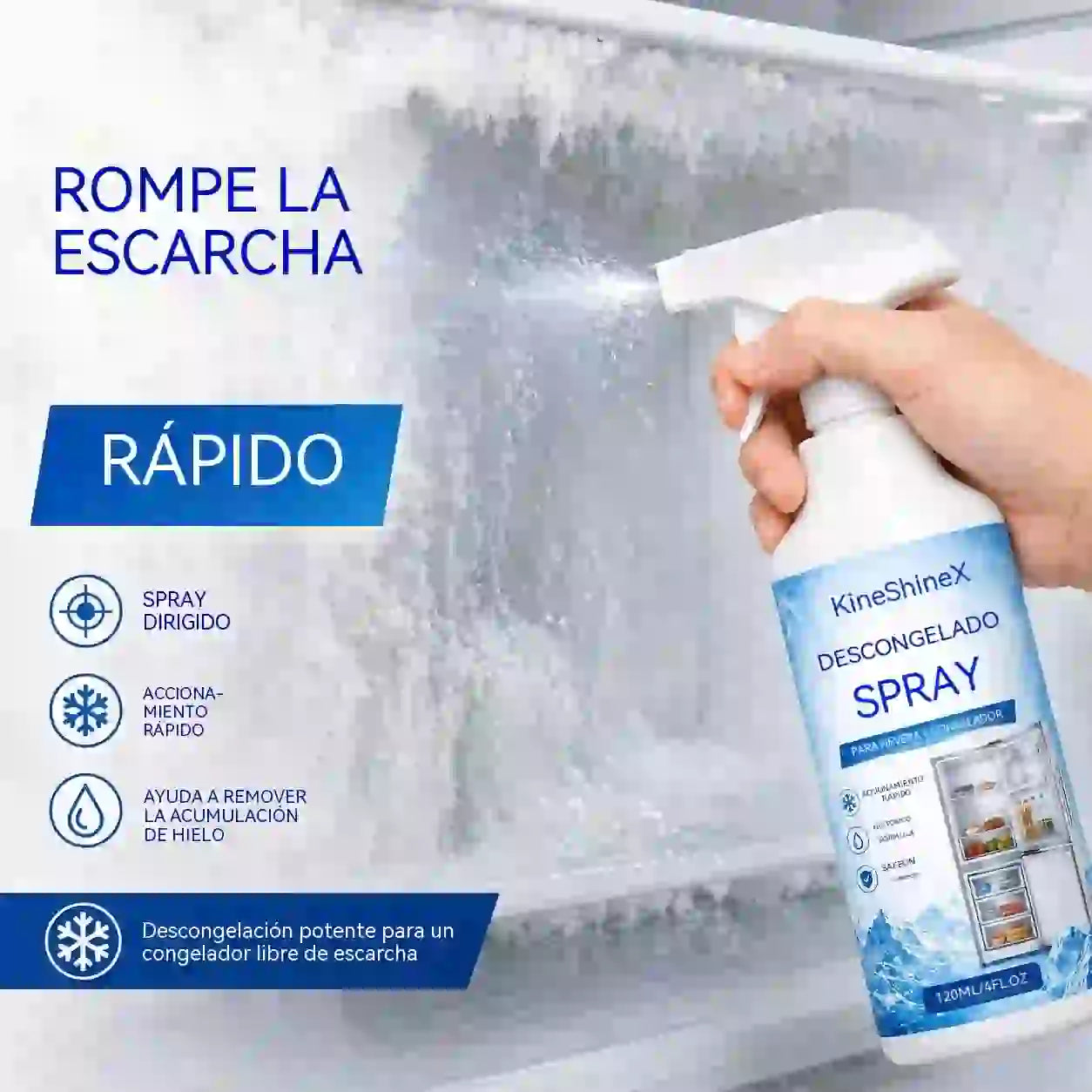 🔥【2 botellas por 27 euros】❄️ Nuevo spray descongelante 2026 🧡 Elimina rápidamente el hielo del congelador
