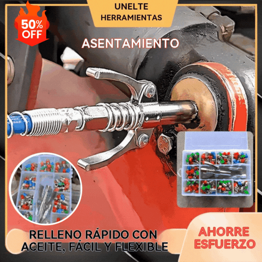 🧰💥🔥Комплект двуръкохваткови пистолети за грес, пистолет за грес с иглен накрайник и пистолет за грес с плосък накрайник M6/M8/M10 мм