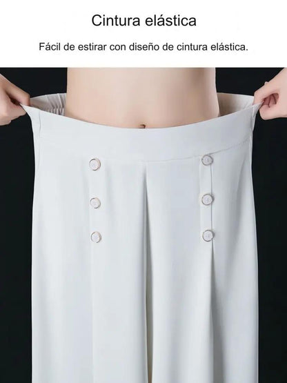 💥【Compra 1 y llévate 1 gratis】Falda de pantalón de pierna ancha y cintura alta drapeada a la moda para mujer