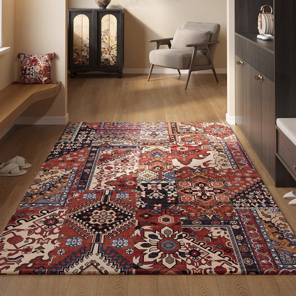 🔥30% OFF✨【80*120CM】Felpudo de entrada de estilo persa, antideslizante y a prueba de polvo, de terciopelo de cristal.