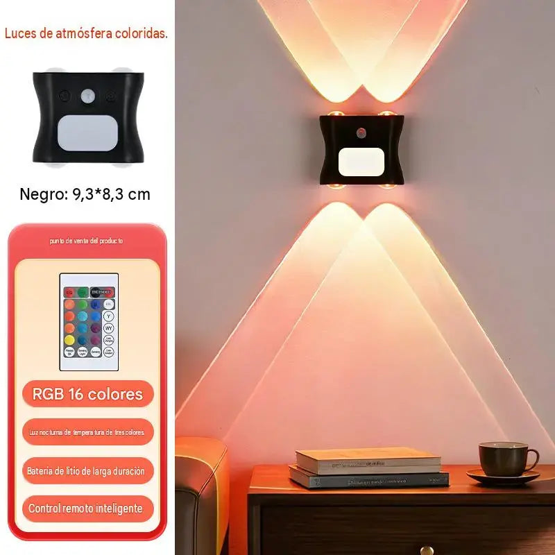 Aplique de pared con sensor de movimiento y mando a distancia