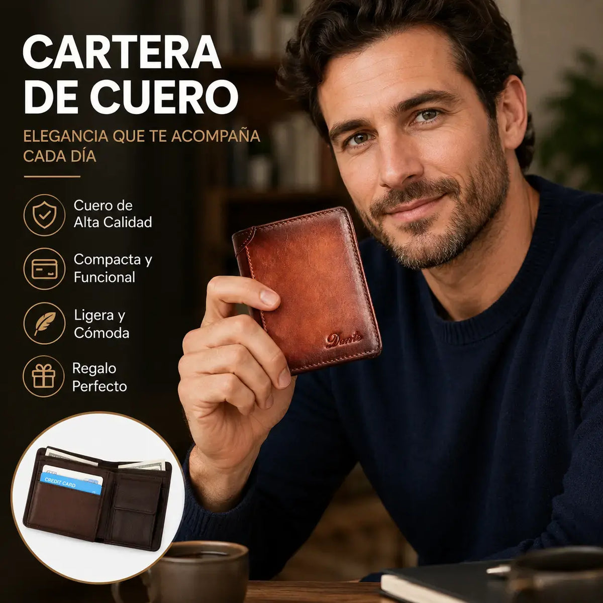 ✨ Nueva cartera antirrobo de cuero genuino para hombre