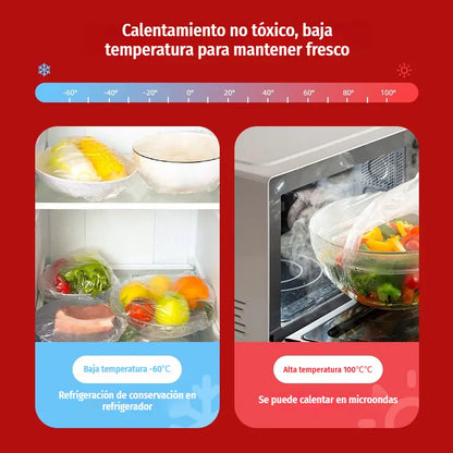 【1 bolsa de 300 unidades】🛡️ Film transparente de calidad alimentaria con acción antibacteriana – Protege tus alimentos, ideal para cocina y nevera 🧴