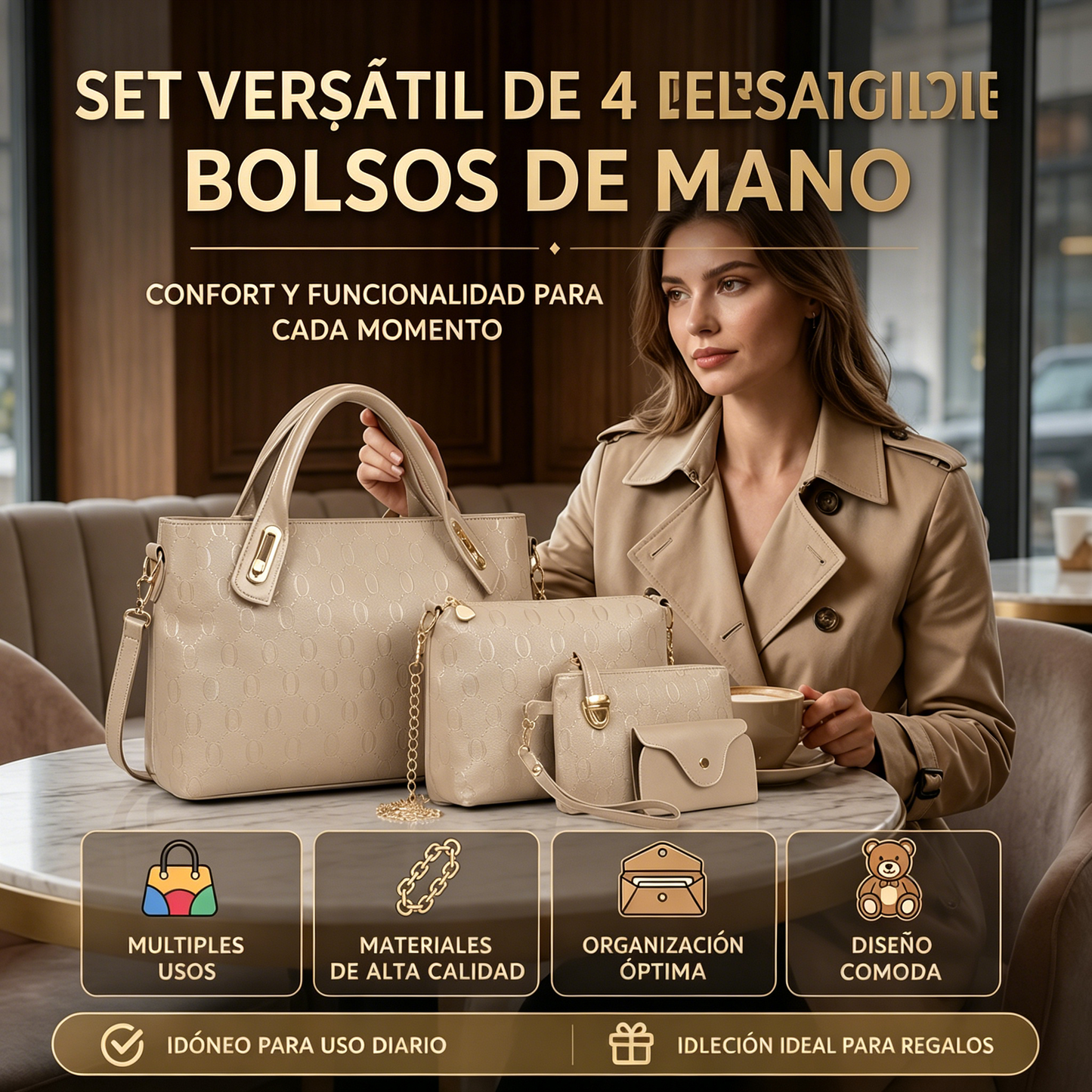 👜 Nuevo set de 4 bolsos para mujer 2026 | Bolsos elegantes y versátiles para el día a día