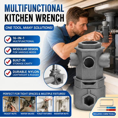 🔧Herramienta de desmontaje multifuncional diseñada específicamente para cartuchos de grifos de cocina y baño.