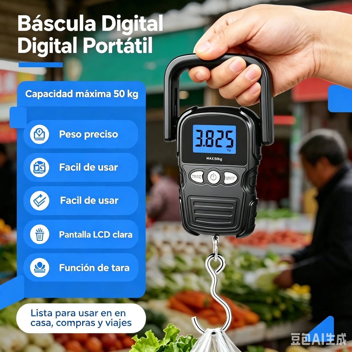 🔥 Mini báscula electrónica portátil de 50 kg 😆