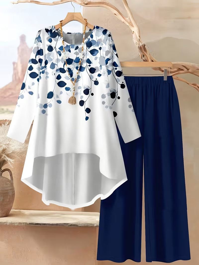 ⏳ Oferta por tiempo limitado ⏰【50-120 kg】👚 Conjunto informal de mujer con estampado de lunares, corte holgado.