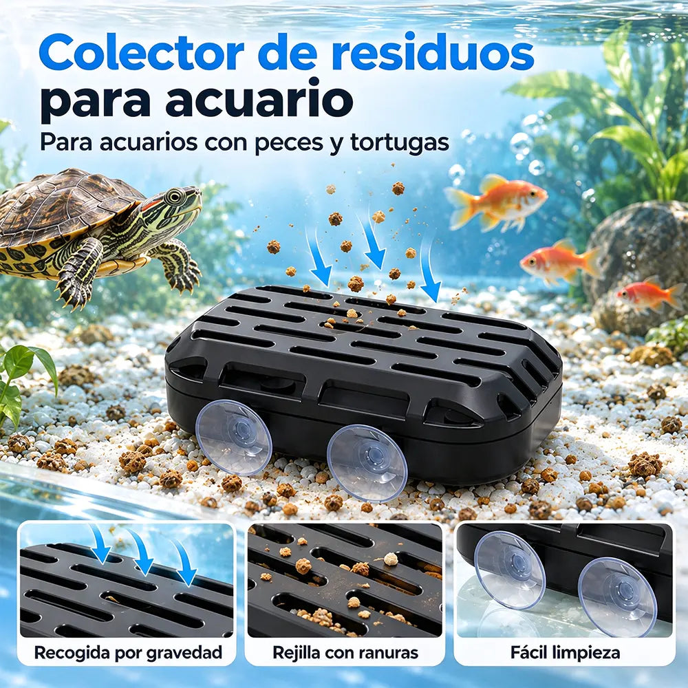 🧹🐢Colector de Heces para Tortugas y Acuarios | Limpiador Automático de Excrementos y Restos | Mantiene el Agua Limpia y Reduce Cambios de Agua 💧
