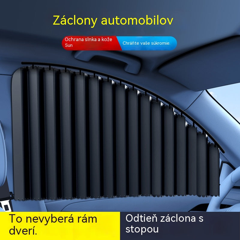🚗【4-dielna sada】Slnečná clona na okno auta s posuvnou koľajnicou a izolačnou vrstvou☀️