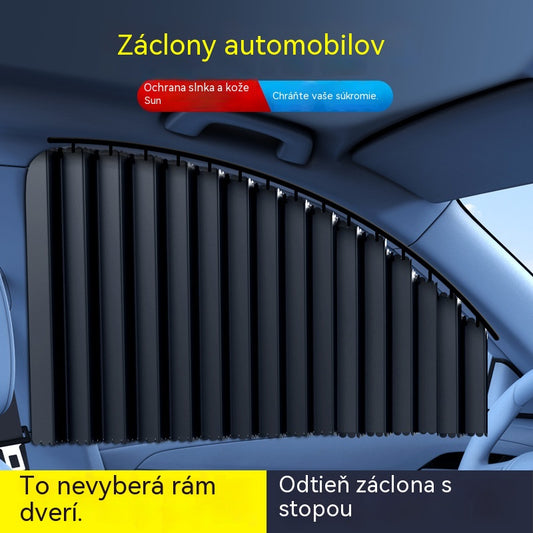🚗【4-dielna sada】Slnečná clona na okno auta s posuvnou koľajnicou a izolačnou vrstvou☀️