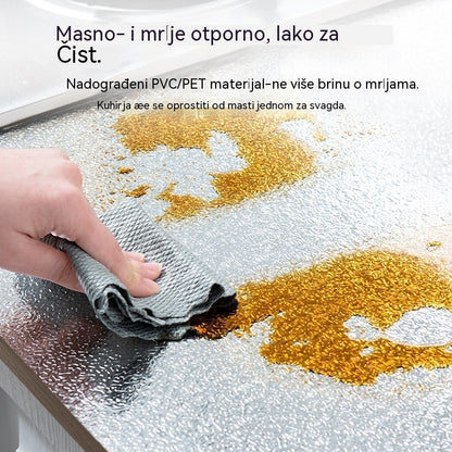 【40 cm * 5 m】🛡️ Uklonjiva ljepljiva aluminijska folija – otporna na masnoću, toplinu i jednostavna za čišćenje