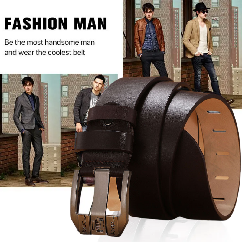 【Kupite 1, dobite 1 brezplačno】Vrhunski retro moški pas, jeans pas z zaponko iz pravega usnja, preprosta in modna zaponka, izbrano enoslojno goveje usnje, čvrsto in vzdržljivo