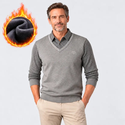 【M-4XL】Camisa de punto de dos piezas para hombre, versátil, para otoño e invierno