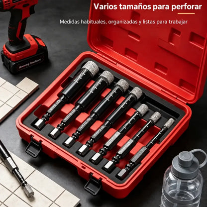 🔩【Juego de 6 piezas】Brocas diamantadas huecas para azulejos y cerámica – Perforación precisa【6/8/10/12/14/16 mm】