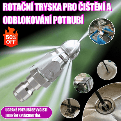🛠️Vysokotlaková tryska na vodné potkany, nehrdzavejúca oceľ, s rýchlouzáverom 1/4, predná a zadná, šesť trysiek, hlavica na čistenie a odblokovanie kanalizačných potrubí