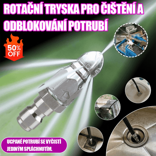 🛠️Vysokotlaková tryska na vodné potkany, nehrdzavejúca oceľ, s rýchlouzáverom 1/4, predná a zadná, šesť trysiek, hlavica na čistenie a odblokovanie kanalizačných potrubí