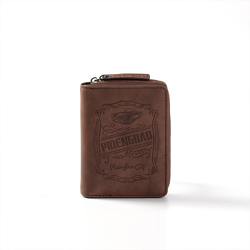🔥🔥【Disponible en 4 colores】 Cartera de hombre de cuero genuino estilo retro, hecha a mano, con cremallera y ranura para varias tarjetas.