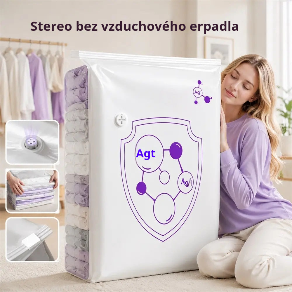 ✨(Balenie 5 kusov)💨 Veľké stlačiteľné vákuové úložné vrecká: Nie je potrebné žiadne čerpadlo, nepriepustné, ideálne na úsporu miesta v kufri a doma✈️