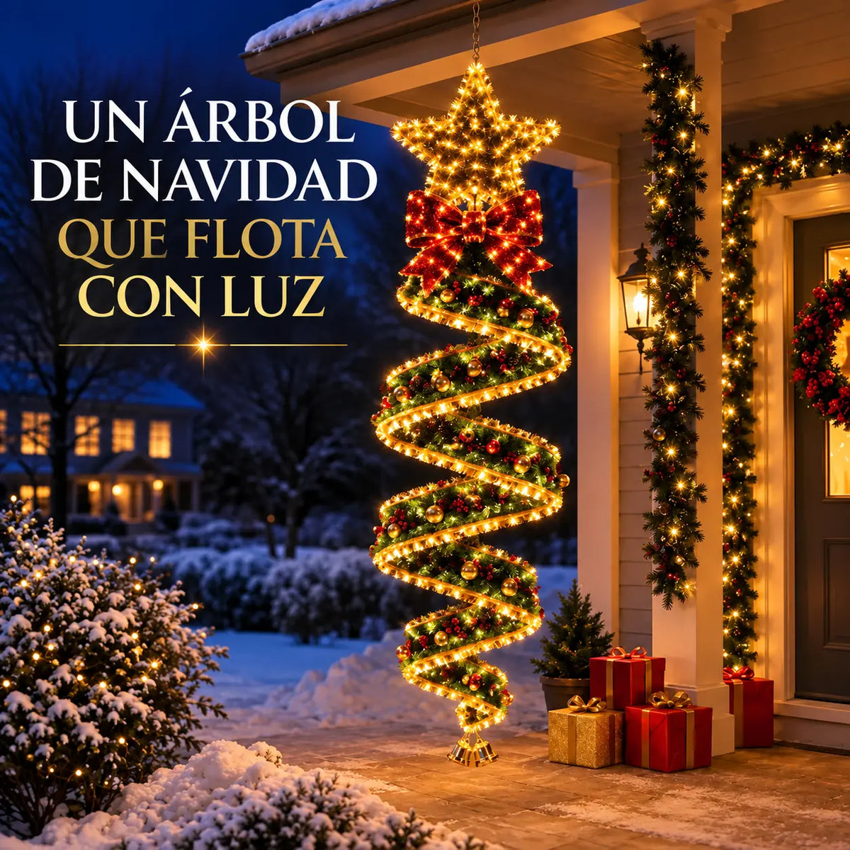 🎄 Colección de luces LED colgantes en espiral con magia navideña ✨