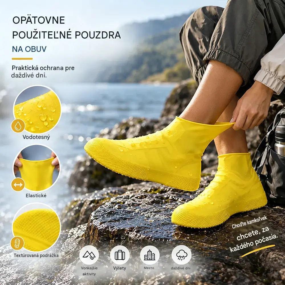 【2 páry za 20 eur】Chráňte svoje tenisky pred premočením! Odolné nepremokavé návleky na topánky: protišmykové a skladné – ideálne na nosenie v taške 🌧️