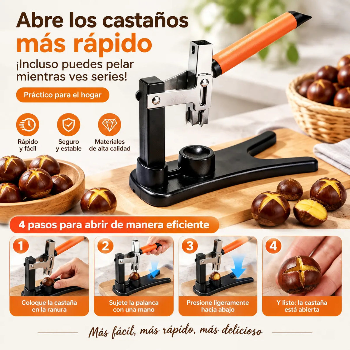 🥜💪Cascanueces con mango – fabricado en acero inoxidable, listo para usar