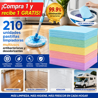 🧹【210 piezas】7 unidades a 31 euros✨ unidades de pastillas limpiadoras multiusos antibacterianas y desodorizantes | Aptas para madera dura, suelos laminados, azulejos y paredes de autocaravana