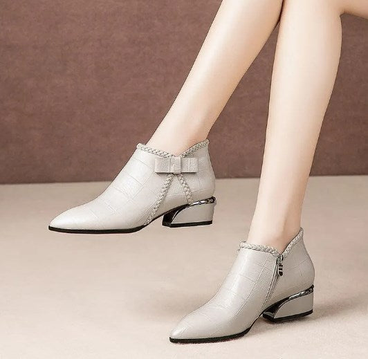 【35-42】Jesensko/zimski modni ženski čevlji, pentlja, gležnjarji z zadrgo ob strani