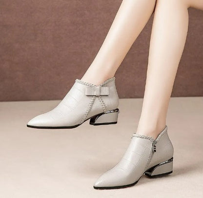 【35-42】Jesensko/zimski modni ženski čevlji, pentlja, gležnjarji z zadrgo ob strani