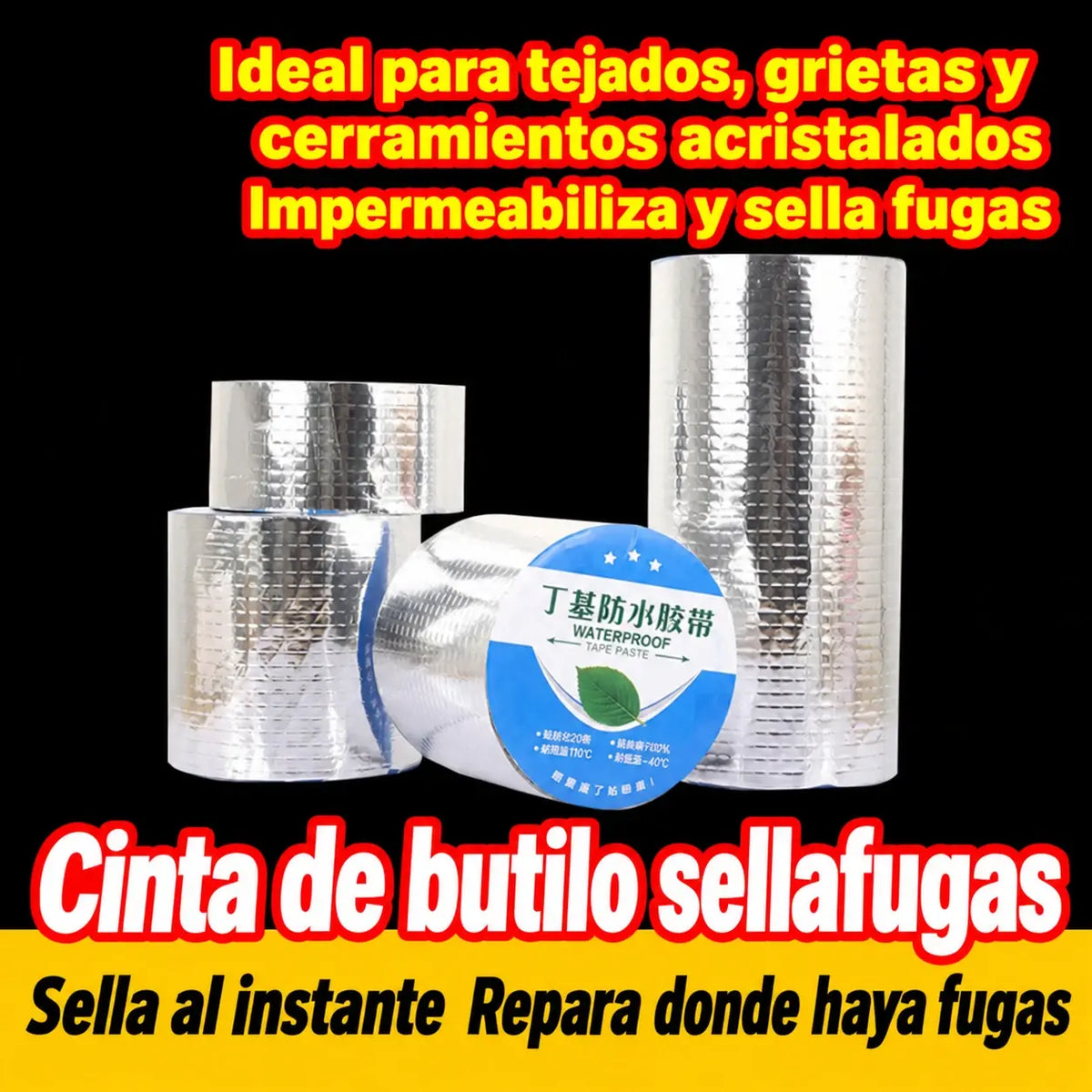 💧【10 cm × 5 m】Cinta impermeable multiusos para reparar fugas y filtraciones de agua 🔧
