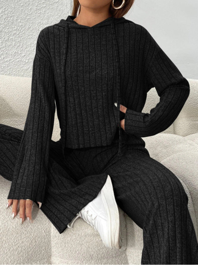 😍📢¡60% de descuento!📢 Cómodo conjunto de dos piezas de camiseta y pantalón de punto con escote elástico