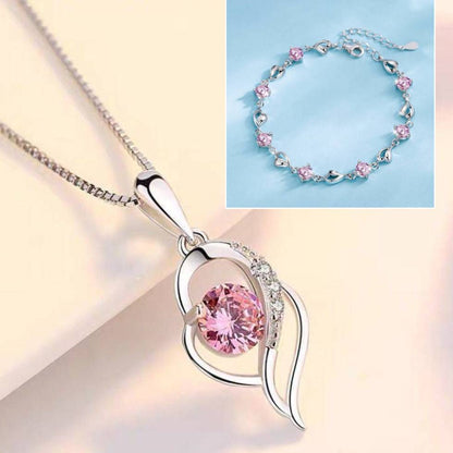 ✨✨【Compra 1 y llévate 1 gratis】💎💎Conjunto de pulsera y collar de corazón del océano en plata de ley 925