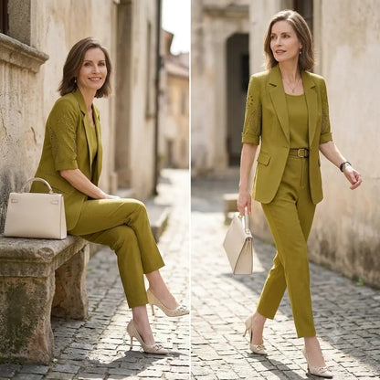 🏆【Chaqueta + Chaleco + Pantalones】Conjunto de traje de tres piezas profesional, elegante e informal