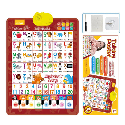 🔊 Lámina Educativa Parlante Bilingüe Español-Inglés | Abecedario con Sonido 26/27 Letras | Set de Regalo de Lujo para Niños 🎁