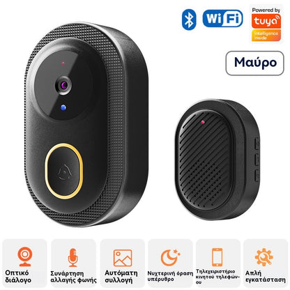 🔥Безжична камера за врата: 1080P HD, 75° широкоъгълна, водоустойчива, подходяща за употреба на открито, с функция за инфрачервено нощно виждане.