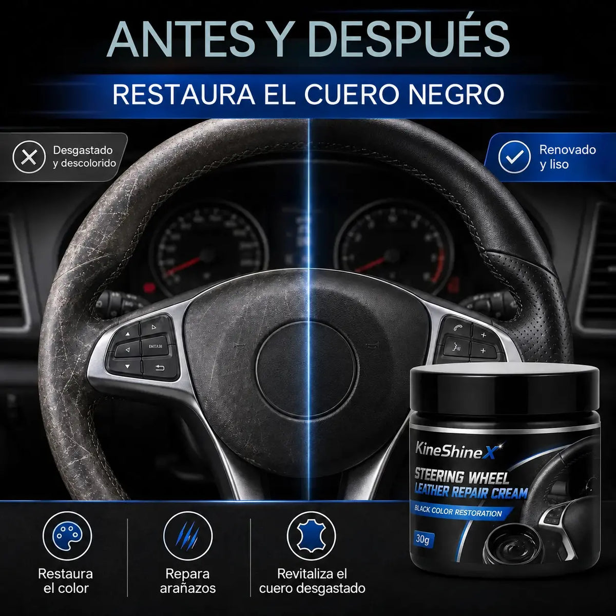 🚗 Ahora con un 30 % de descuento:✨Crema para volantes de cuero: repara, nutre y prolonga la vida útil【Compra uno y llévate otro gratis】