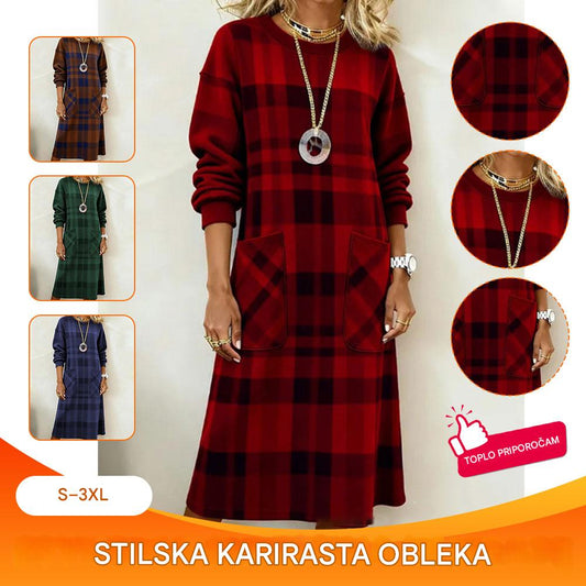 ✨【S-3XL】Udobna karirasta obleka za vsak dan – brez oprijema