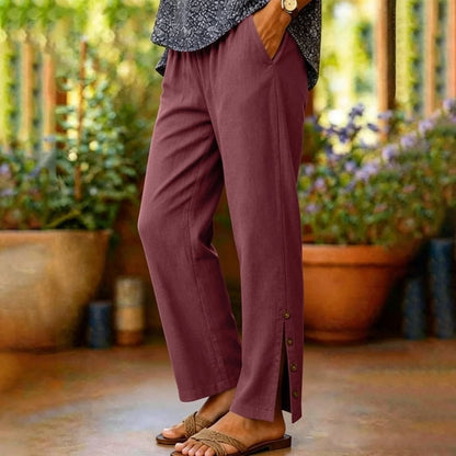😍💕48% de descuento💕 [45–100 kg] Pantalones casuales de algodón y lino para mujer ✅️ Pago contra entrega disponible