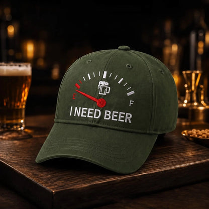 🔥 ÚLTIMO DÍA CON 50% DE DESCUENTO - 🍺 Gorra bordada "I NEED BEER" - Gorra conmemorativa unisex 🧢
