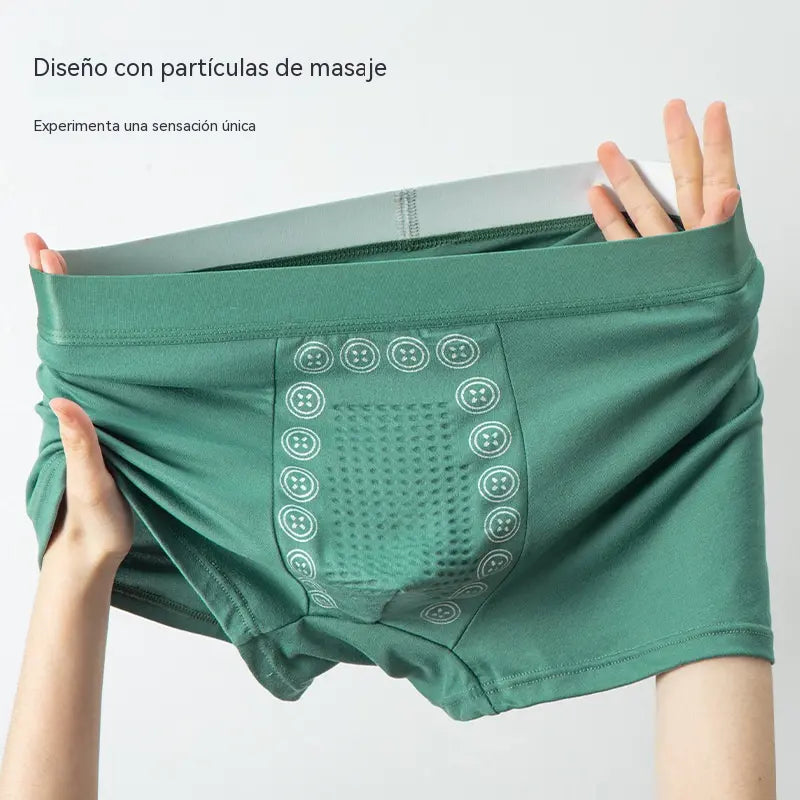 🔥 【Paquete de 4】Calzoncillos bóxer transpirables con textura de masaje y cintura media para hombre